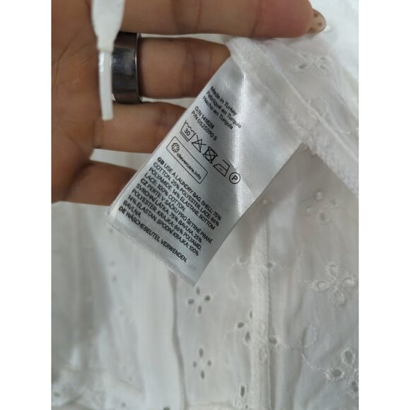 H&M Divided White Eyelet Zip Up Back Corset Top Sleeveless Lace Up Size 14 - Picture 4 of 6